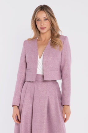 Krótka marynarka SUZANNE bez kołnierza - marsala