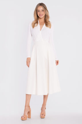 Spódnica midi COLETTE z wysokim stanem - śmietankowa