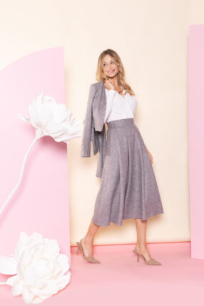 Spódnica midi COLETTE z wysokim stanem - grafitowa