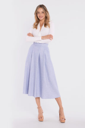 Spódnica midi COLETTE z wysokim stanem - błękitna