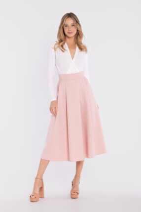 Spódnica midi COLETTE z wysokim stanem - brzoskwiniowa