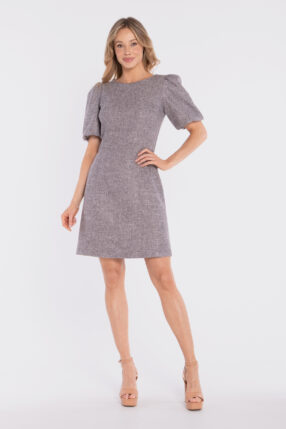 Sukienka mini ELODIE z bufiastymi rękawami - grafitowa