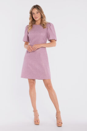 Sukienka mini ELODIE z bufiastymi rękawami - marsala