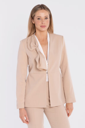 Marynarka VIVIENNE z ozdobną kokardą - beżowa