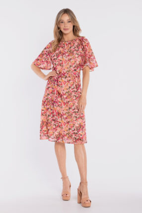 Sukienka ROSALIE o długości midi z wiązaniem - model 1